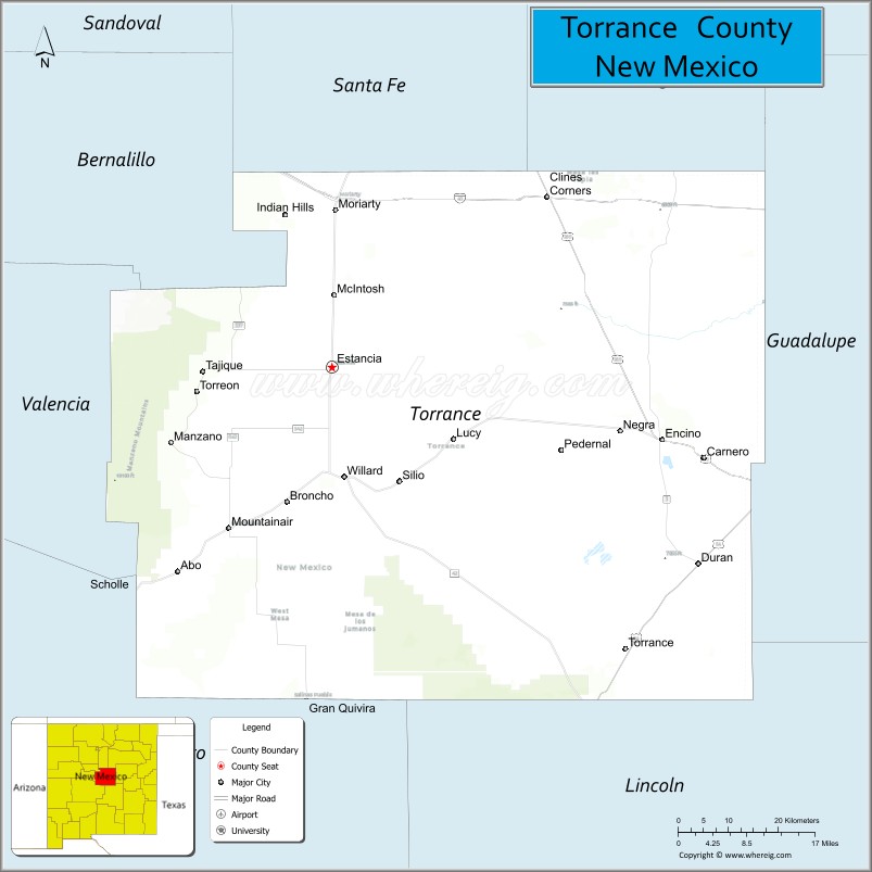 Map of Torrance County, New Mexico