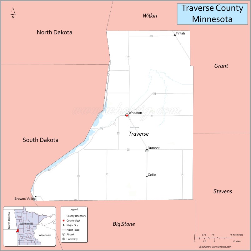 Map of Traverse County, Minnesota