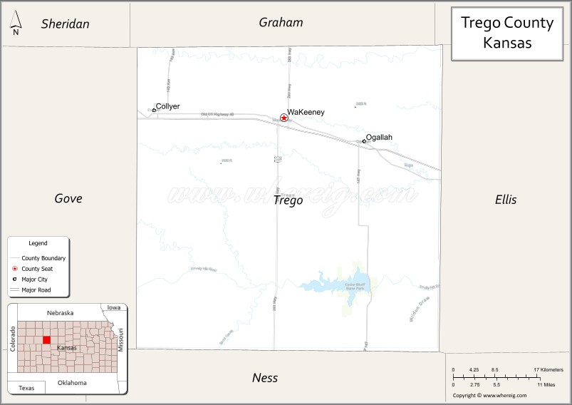 Map of Trego County, Kansas