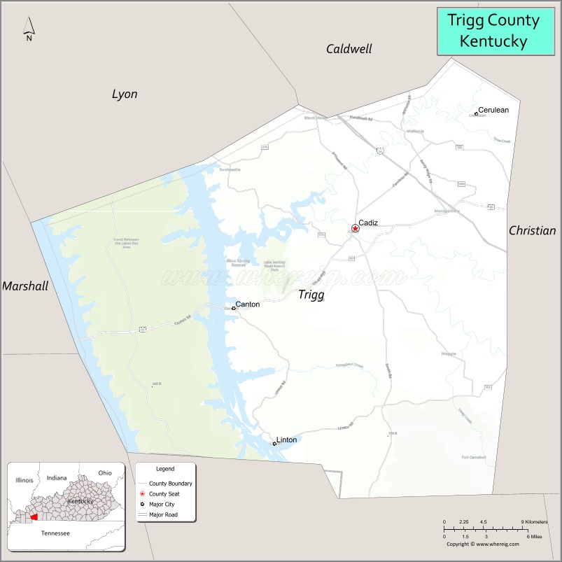 Map of Trigg County, Kentucky