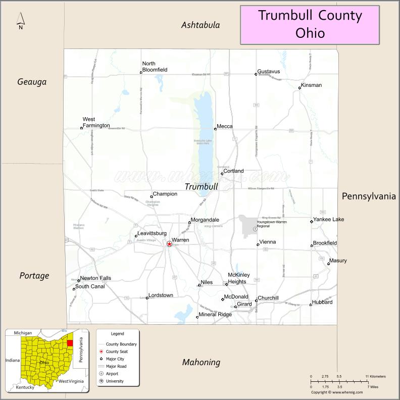 Map of Trumbull County, Ohio