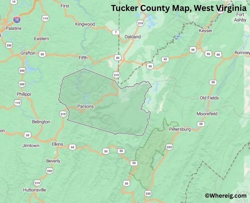 Map of Tucker County, West Virginia