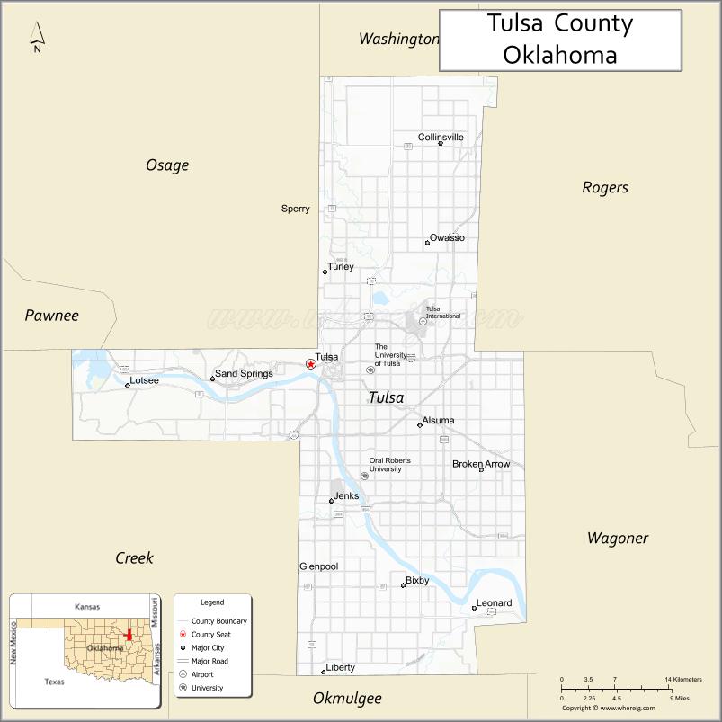 Map of Tulsa County, Oklahoma
