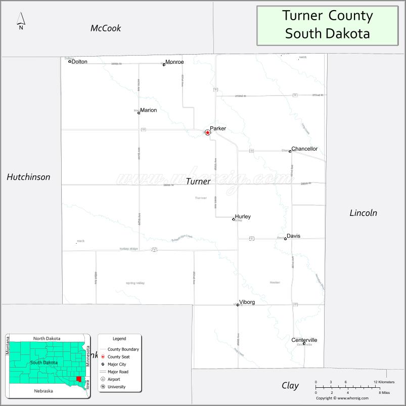 Map of Turner County, South Dakota