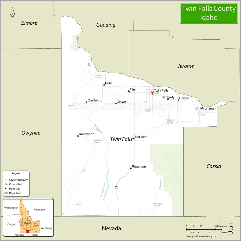 Map of Twin Falls County, Idaho