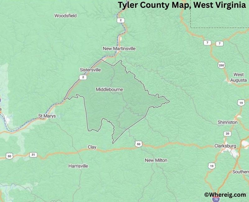 Map of Tyler County, West Virginia