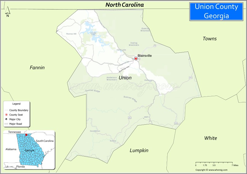 Map of Union County, Georgia