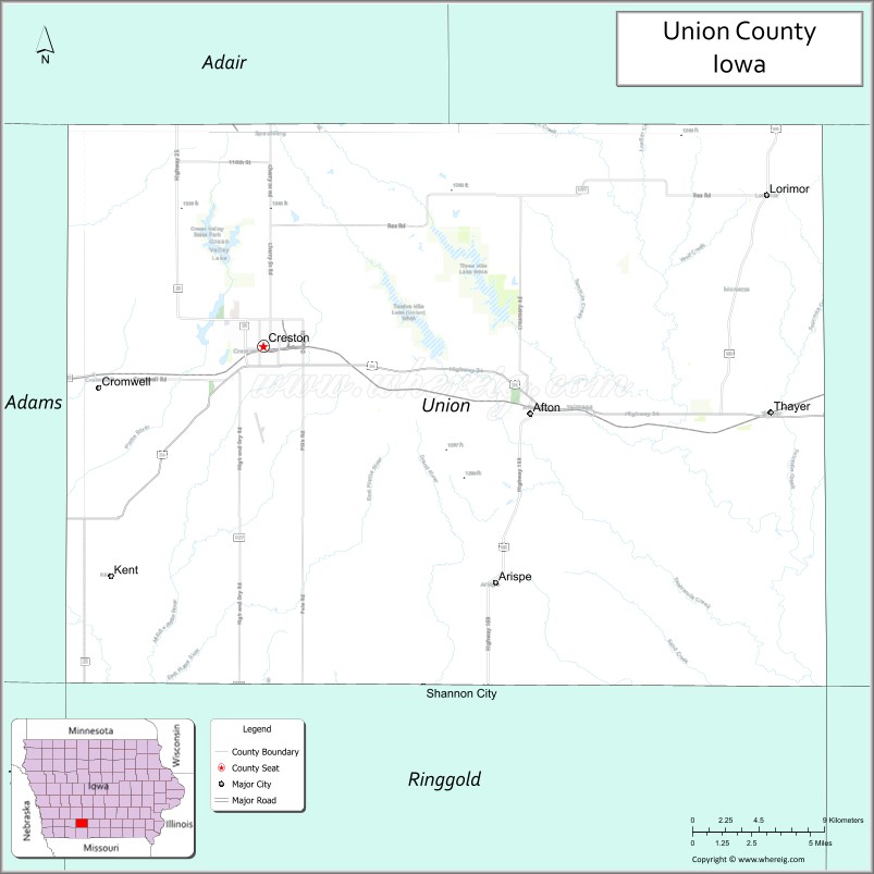 Map of Union County, Iowa