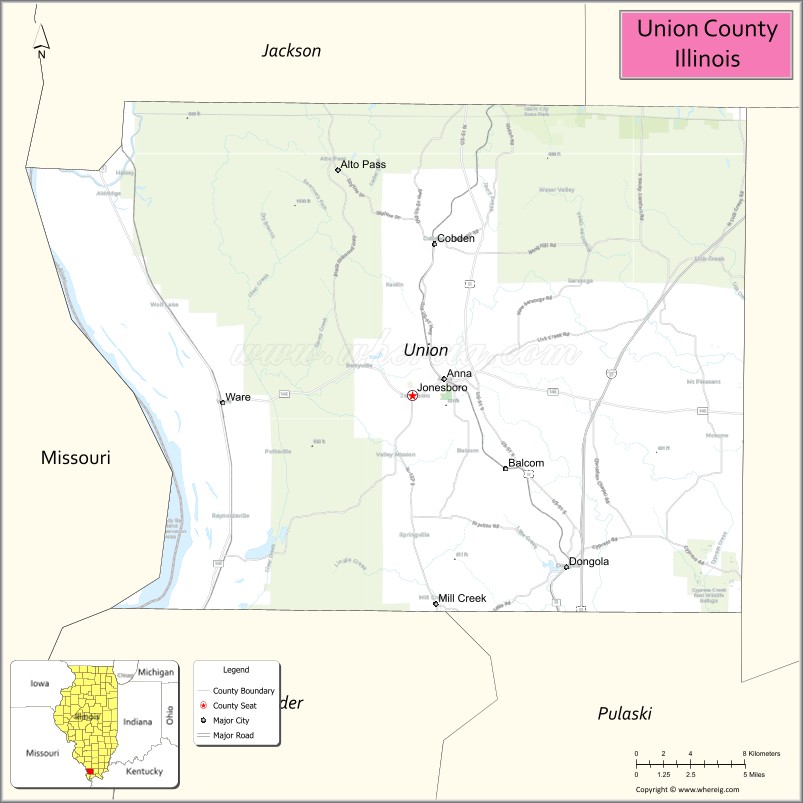 Map of Union County, Illinois