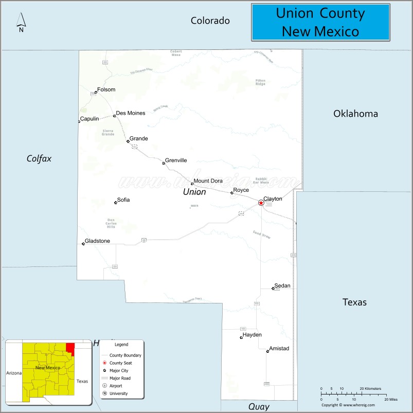 Map of Union County, New Mexico