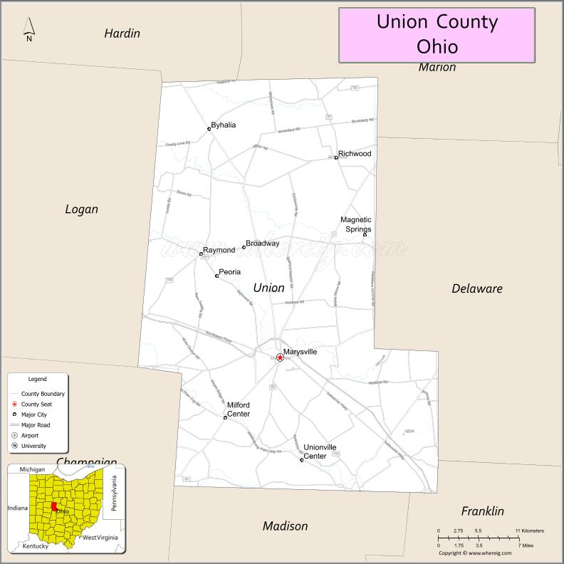 Map of Union County, Ohio