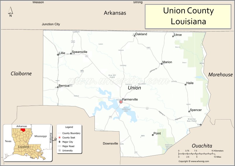 Map of Union Parish, Louisiana