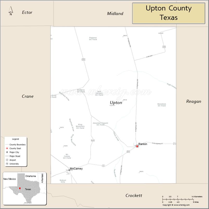 Map of Upton County, Texas