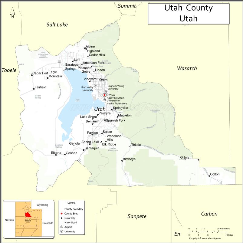Map of Utah County, Utah