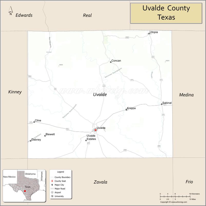 Map of Uvalde County, Texas