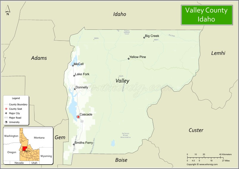 Map of Valley County, Idaho