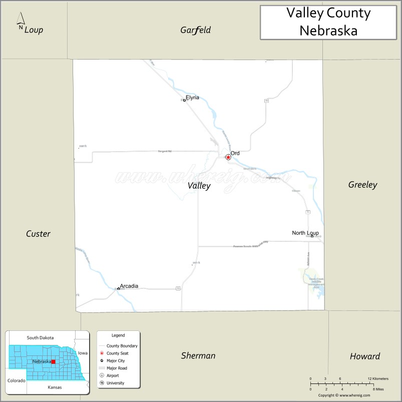 Map of Valley County, Nebraska