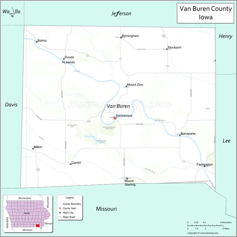 Map of Van Buren County, Iowa