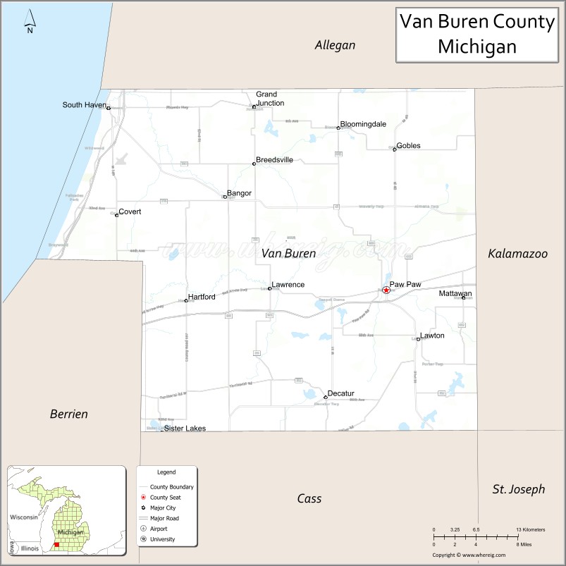 Map of Van Buren County, Michigan