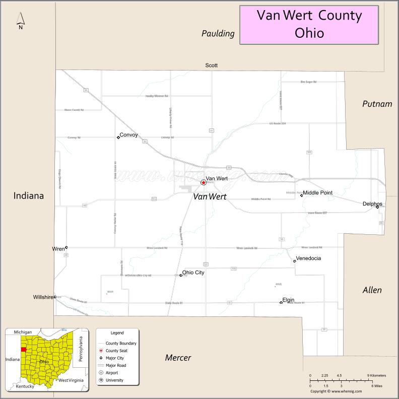 Map of Van Wert County, Ohio