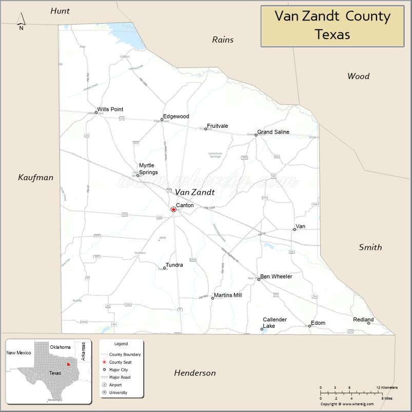 Map of Van Zandt County, Texas