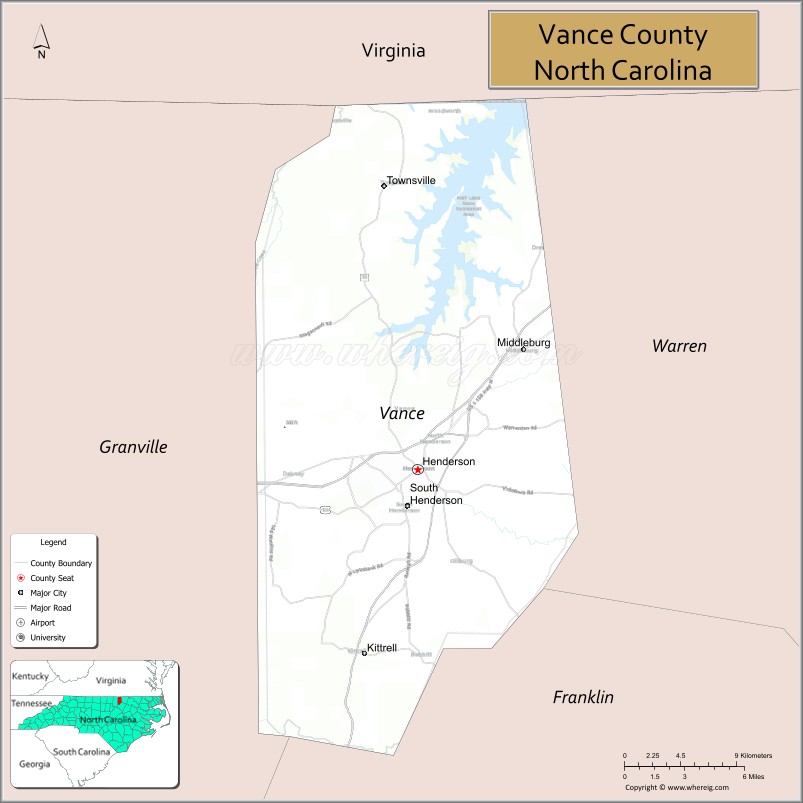Map of Vance County, North Carolina