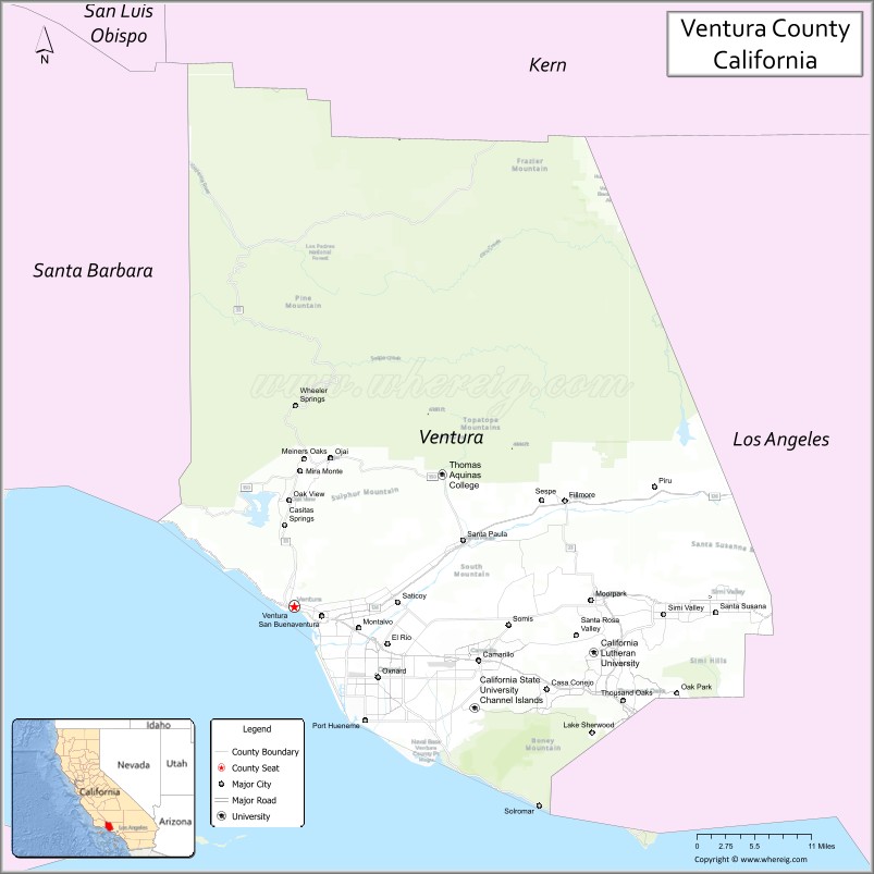 Map of Ventura County, California, United States