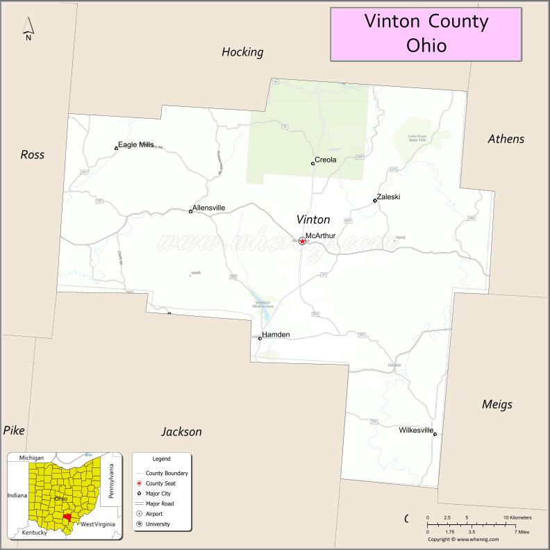 Map of Vinton County, Ohio
