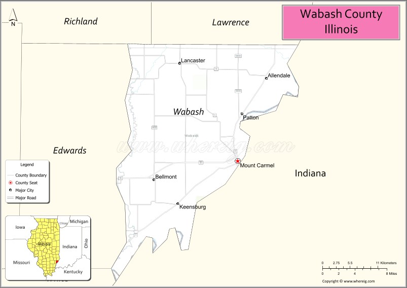 Map of Wabash County, Illinois