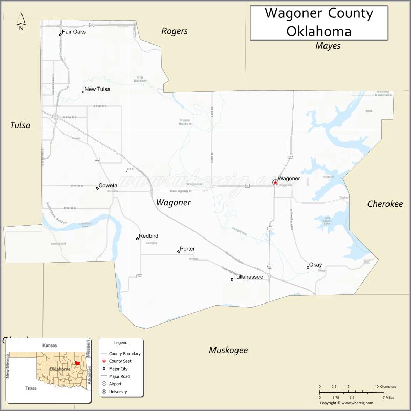 Map of Wagoner County, Oklahoma