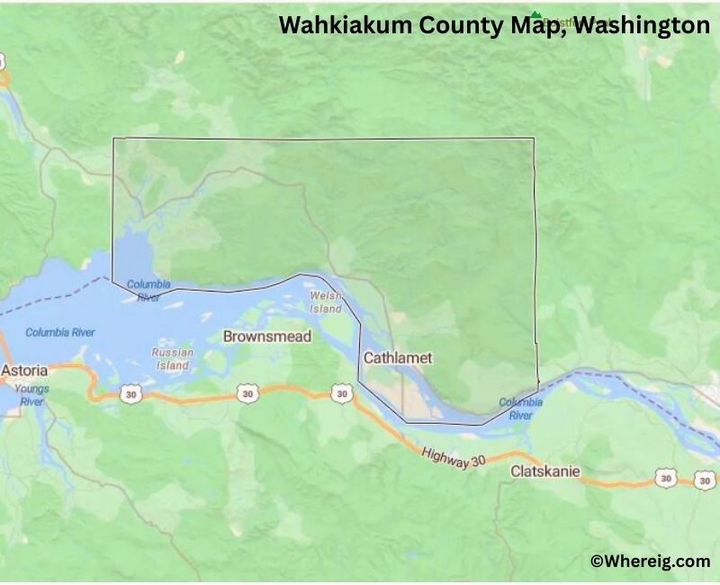 Map of Wahkiakum County, Washington