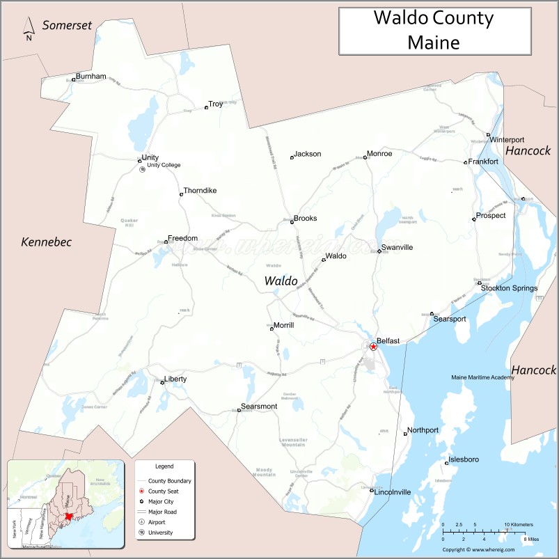 Map of Waldo County, Maine