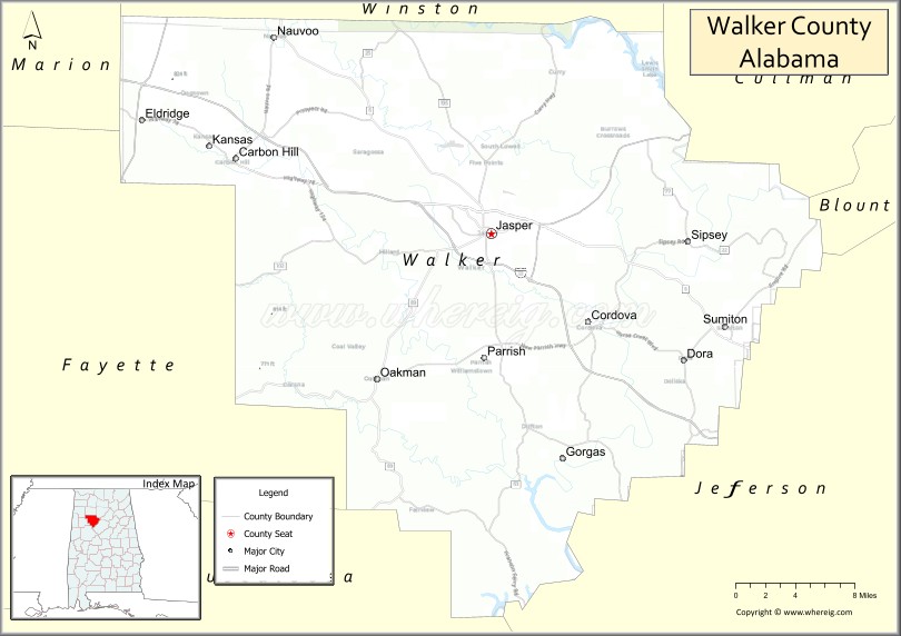 Map of Walker County, Alabama