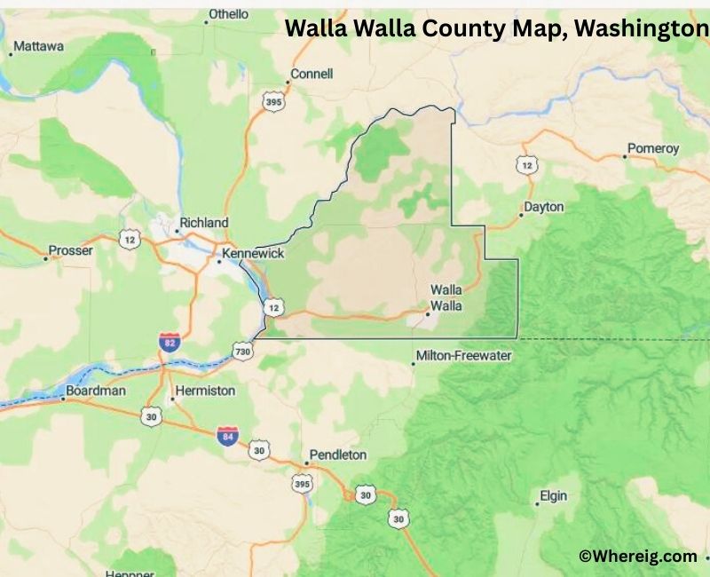 Map of Walla Walla County, Washington