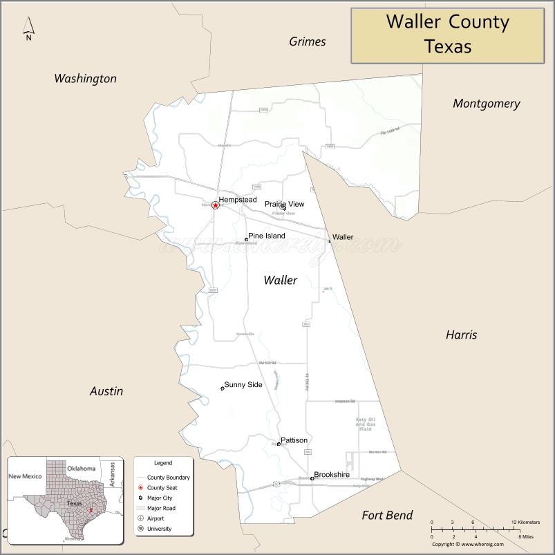 Map of Waller County, Texas