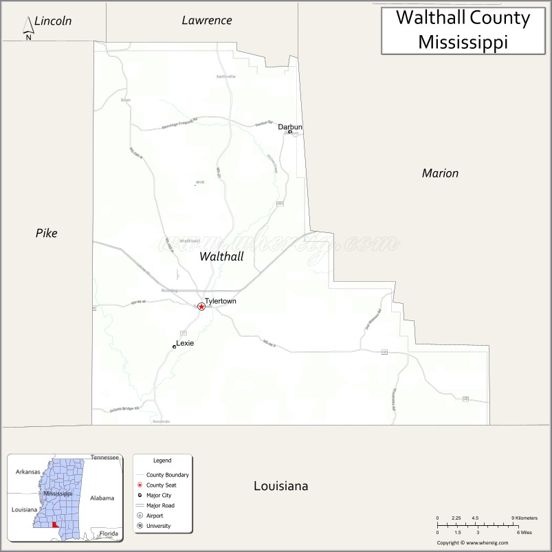 Map of Walthall County, Mississippi