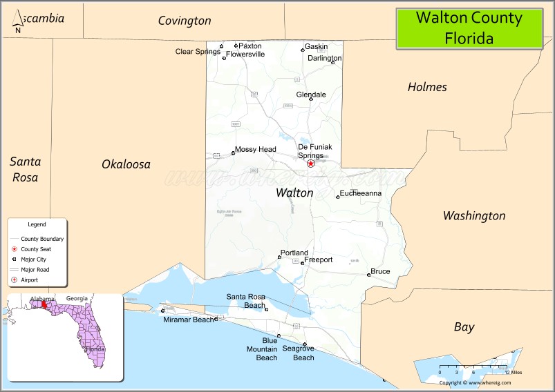 Map of Walton County, Florida