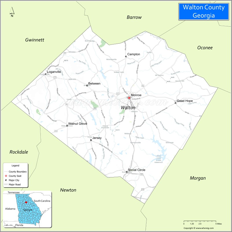 Map of Walton County, Georgia