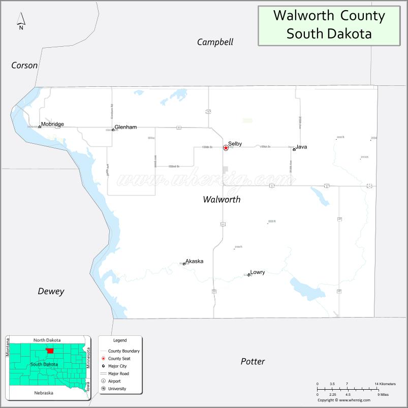 Map of Walworth County, South Dakota