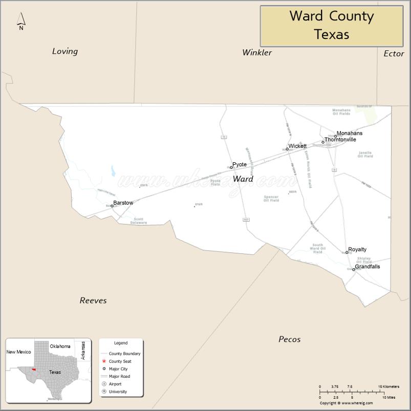Map of Ward County, Texas
