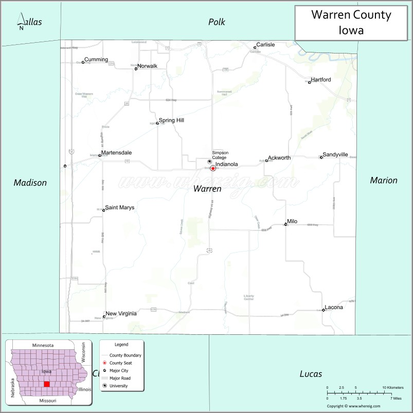 Map of Warren County, Iowa