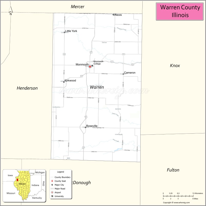Map of Warren County, Illinois