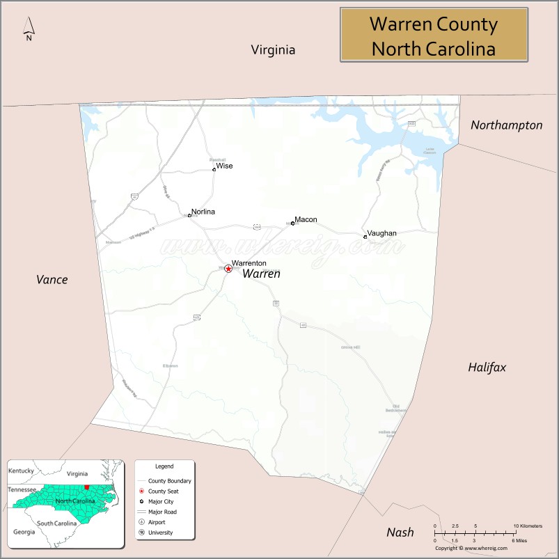 Map of Warren County, North Carolina