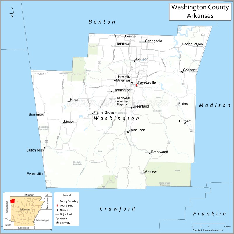 Map of Washington County, Arkansas