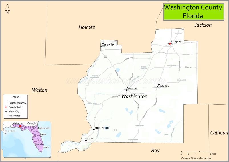 Map of Washington County, Florida
