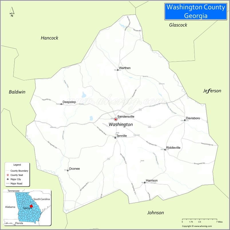 Map of Washington County, Georgia