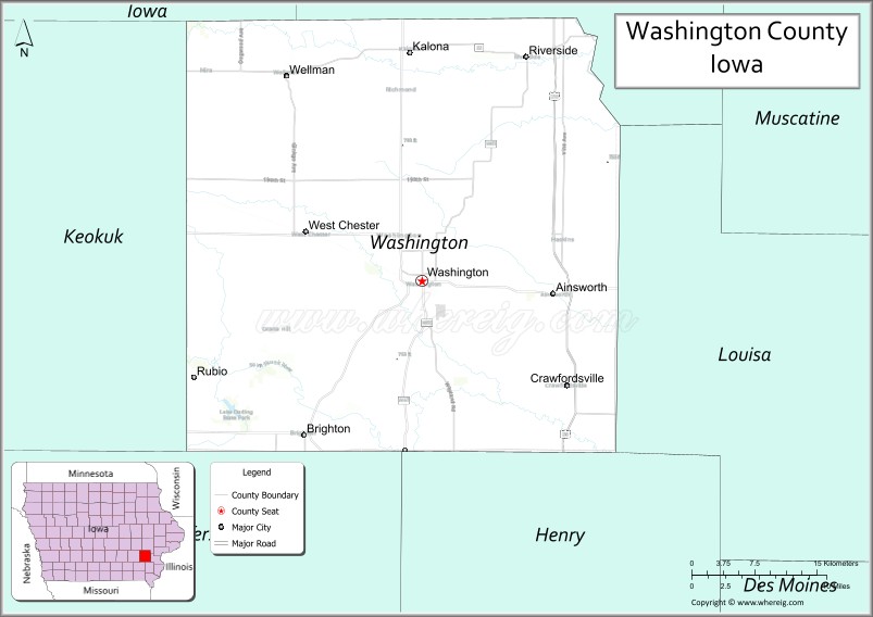 Map of Washington County, Iowa