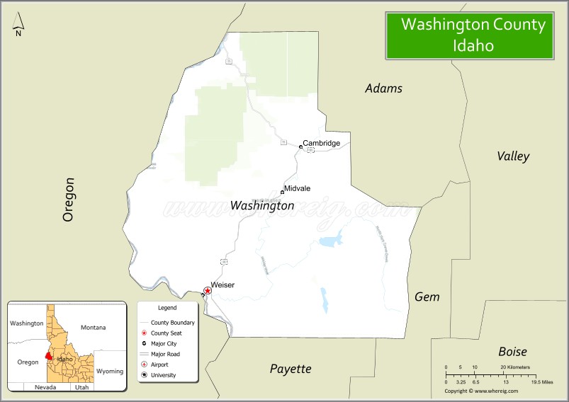 Map of Washington County, Idaho