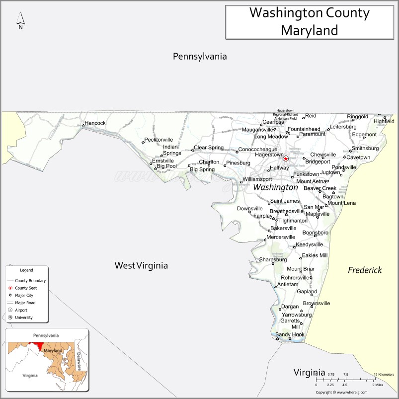Map of Washington County, Maryland