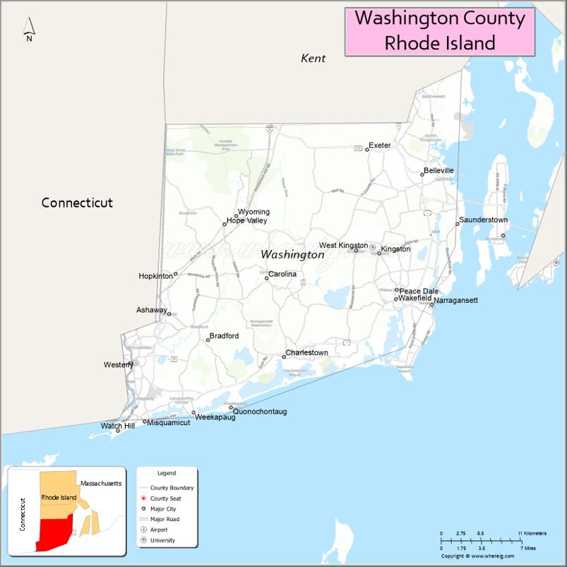 Map of Washington County, Rhode Island
